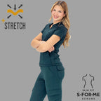Filipina quirúrgica azul petróleo mujer Estilo 910 vista trasera super stretch