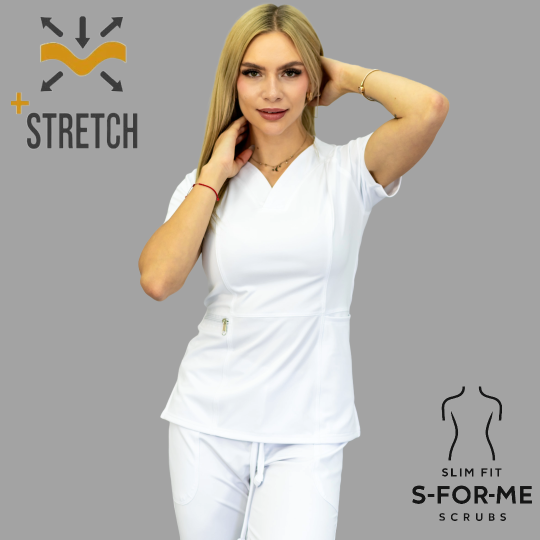 Conjunto Quirúrgico Blanco para Dama – Estilo 902 Super Stretch