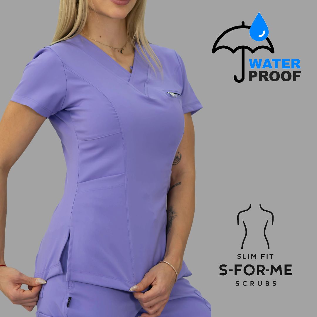 Conjunto Quirúrgico Mujer · Modelo 501 Slim Fit · Lila / Azul Marino