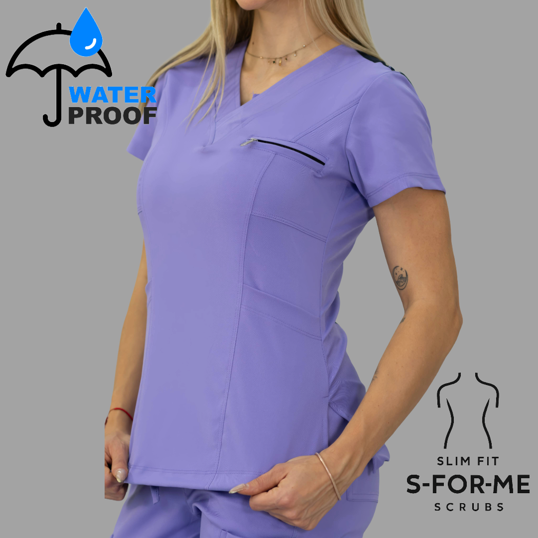 Conjunto Quirúrgico Mujer · Modelo 501 Slim Fit · Lila / Azul Marino