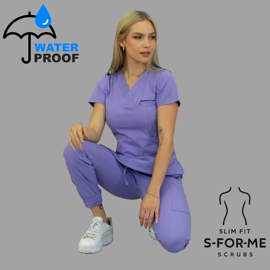 Conjunto Quirúrgico Mujer · Modelo 501 Slim Fit · Lila / Azul Marino