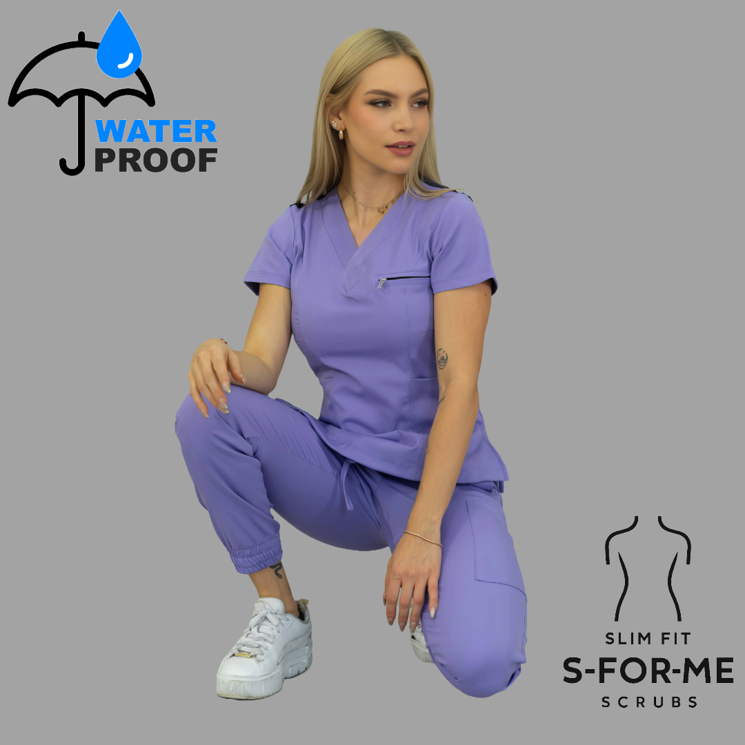 Conjunto Quirúrgico Mujer · Modelo 501 Slim Fit · Lila / Azul Marino