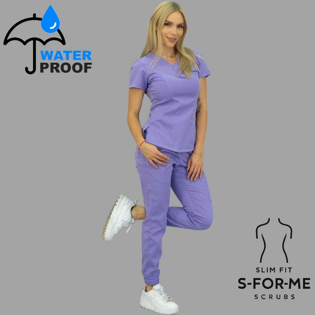 Conjunto Quirúrgico Mujer · Modelo 501 Slim Fit · Lila / Azul Marino