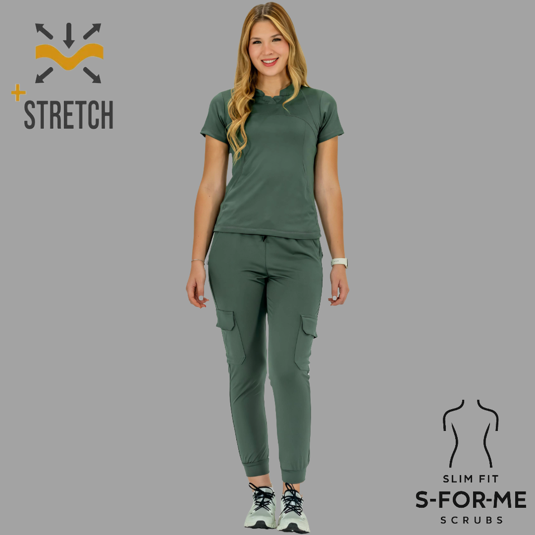 Conjunto Quirúrgico Verde Pino para Mujer – Estilo 910 | Super Stretch Slim Fit