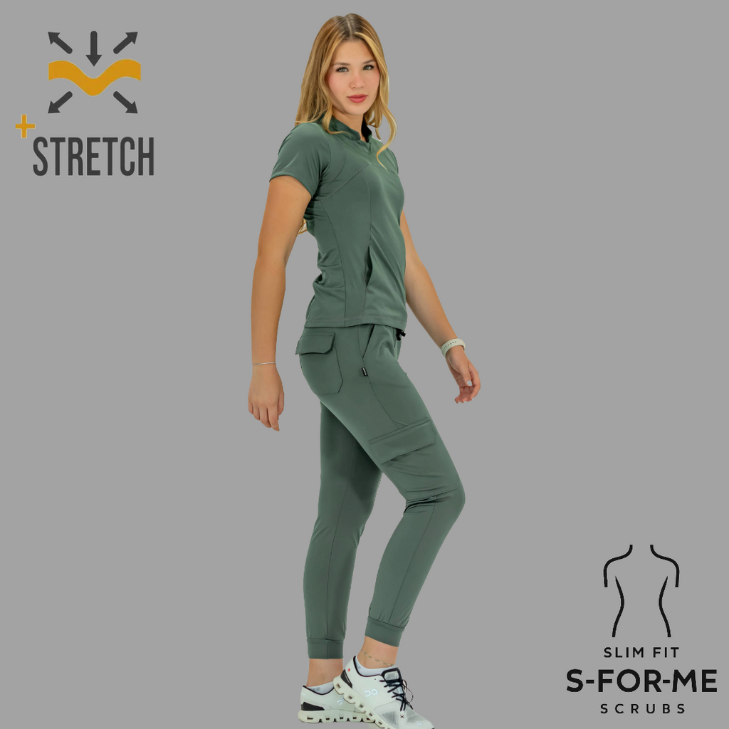 Jogger Quirúrgico, Mujer Verde Pino Super Stretch, Scrubs 910