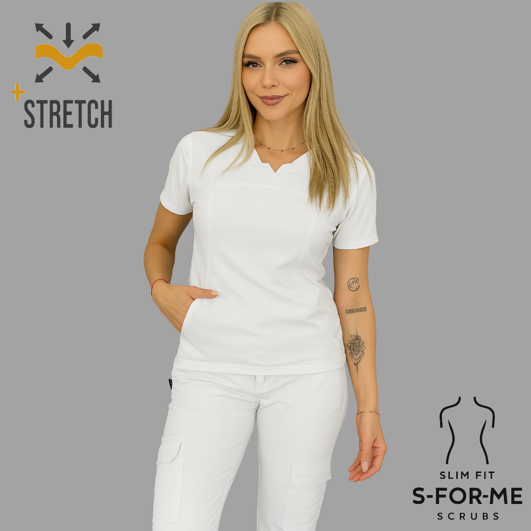 Women's Top 910 White, Superstretch  Scrubs.