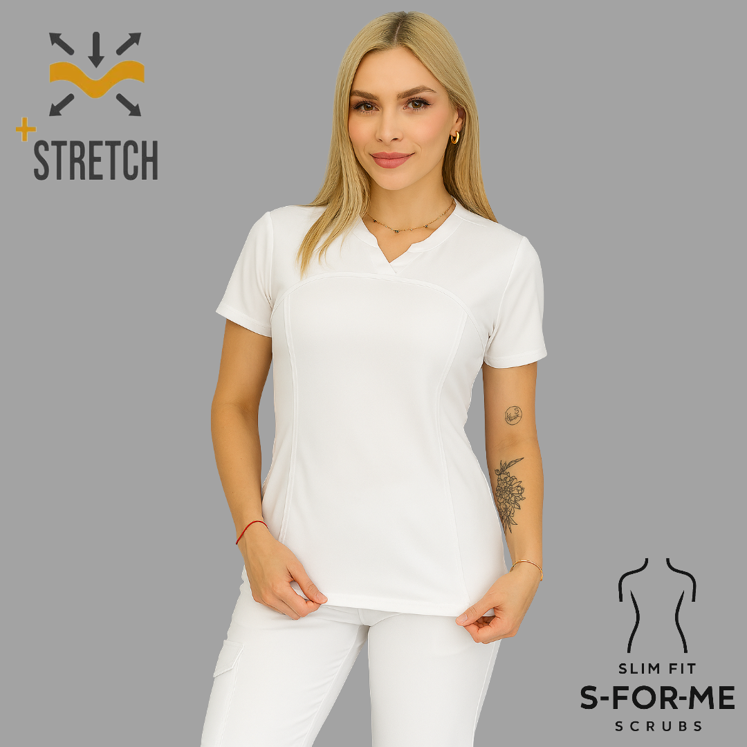 Women's Top 910 White, Superstretch  Scrubs.