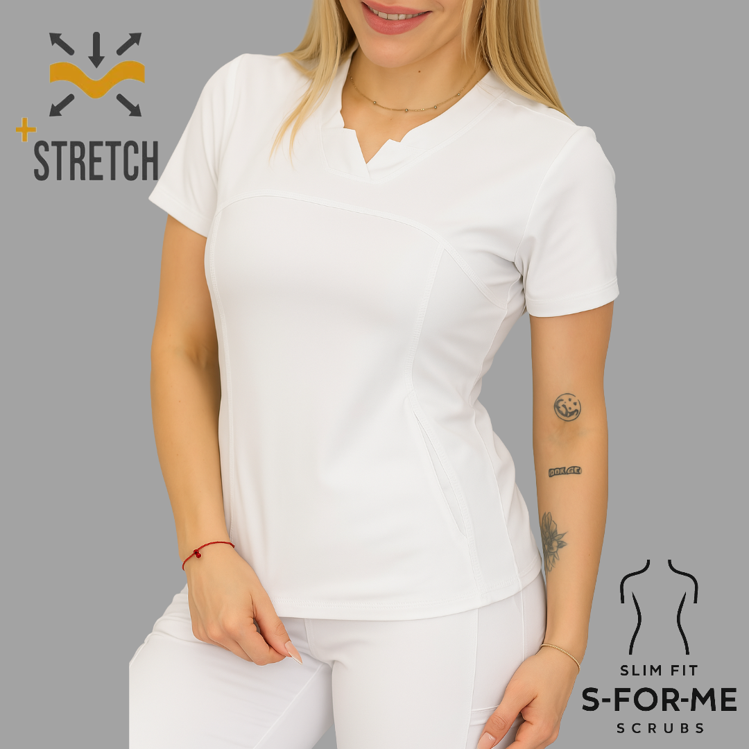 Women's Top 910 White, Superstretch  Scrubs.