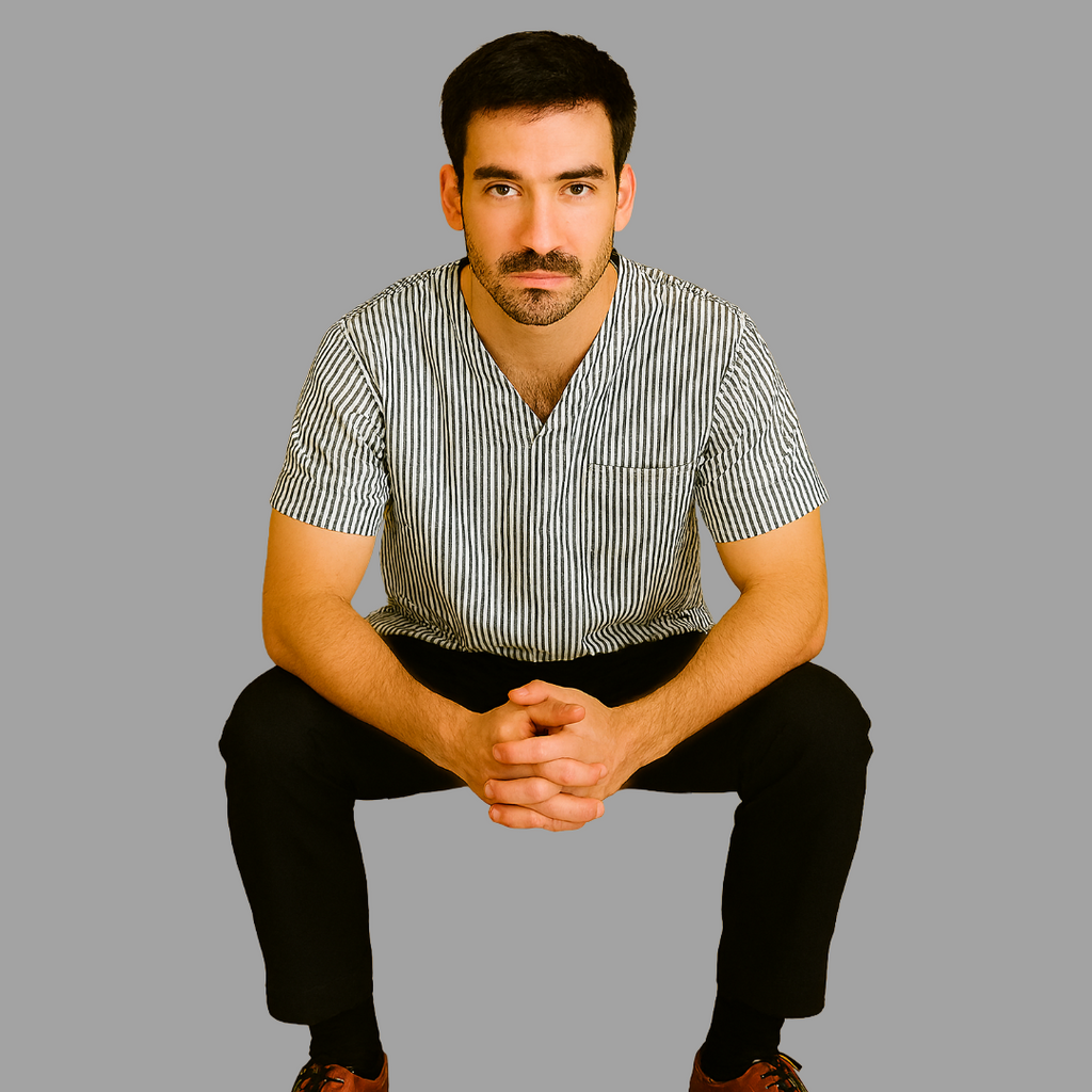 Filipina Rayas Blancas /Gris cuello V. Hombre