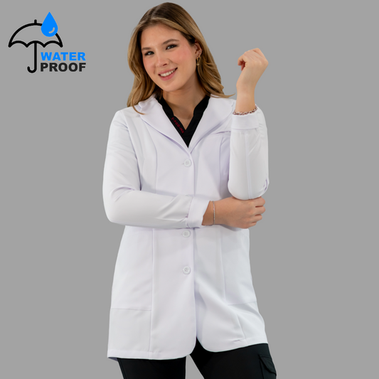 Bata Médica Stretch Extra Blanca Dama, Antifluido Alviero