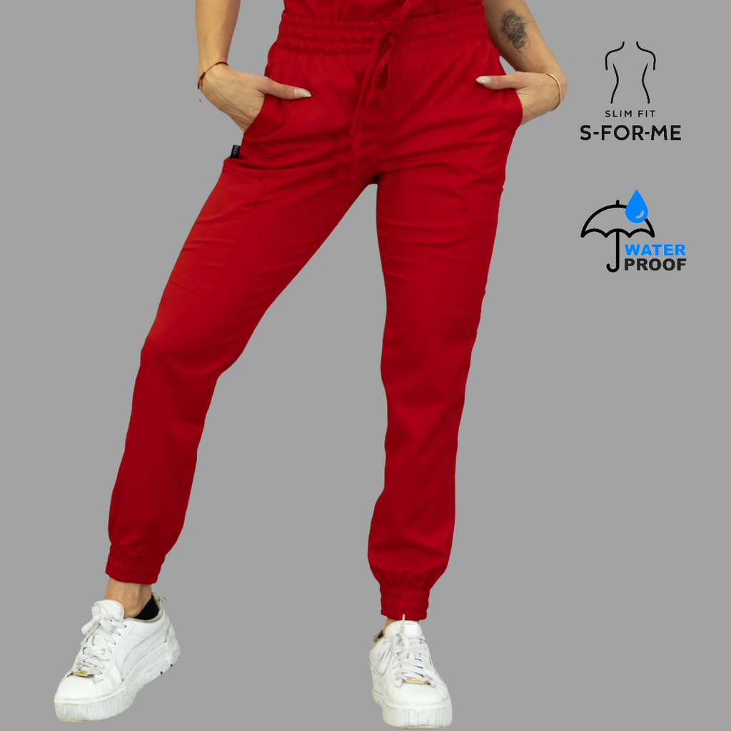 Conjunto Quirúrgico Mujer · Modelo 501 Slim Fit · Rojo / Negro | Stretch