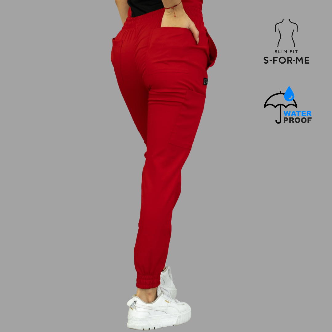 Conjunto Quirúrgico Mujer · Modelo 501 Slim Fit · Rojo / Negro | Stretch
