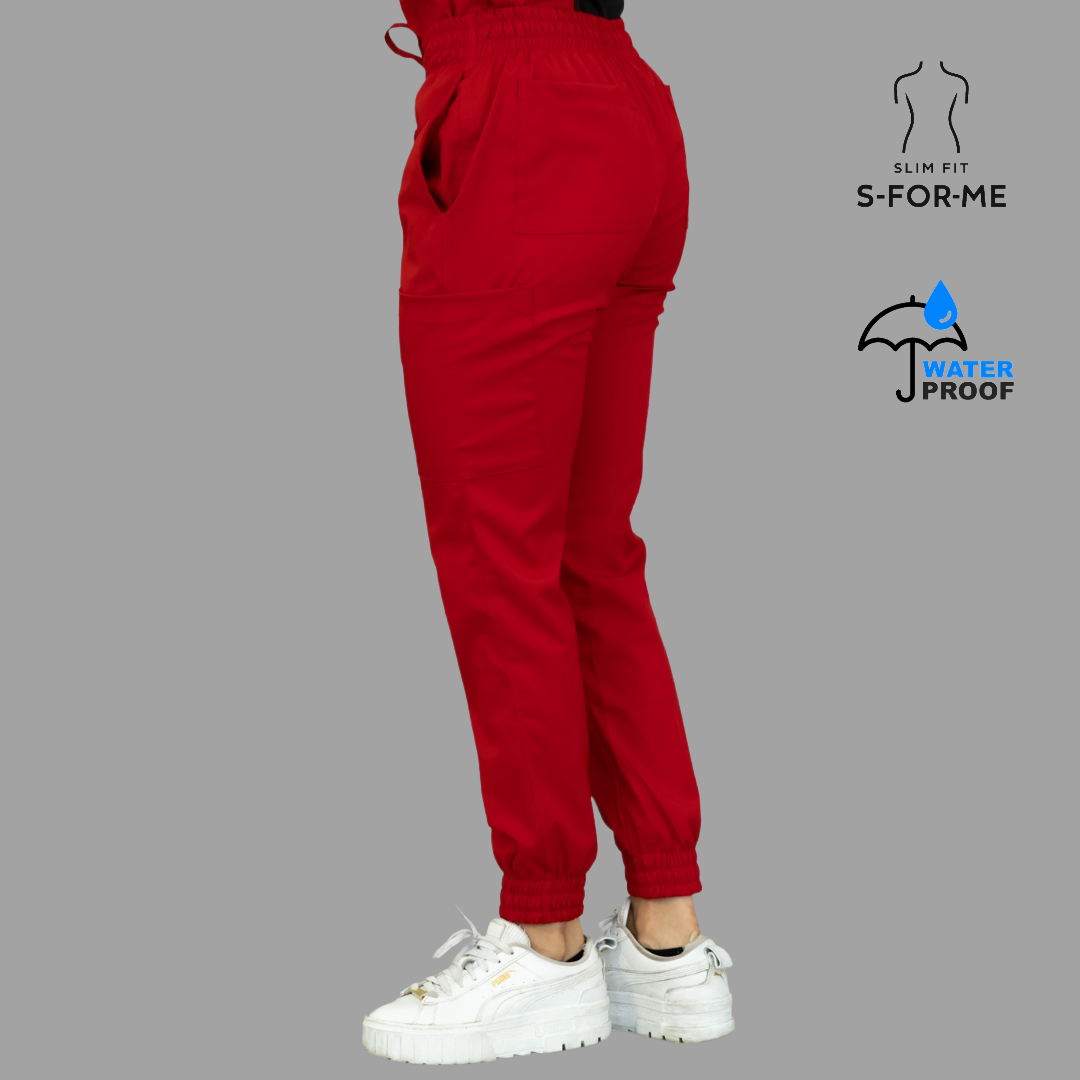 Conjunto Quirúrgico Mujer · Modelo 501 Slim Fit · Rojo / Negro | Stretch