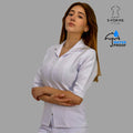 Filipina médica blanca Alviero para mujer manga 3/4 antifluido vista lateral