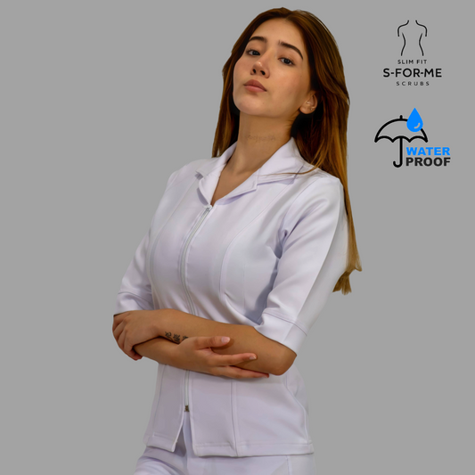 Filipina Alviero Stretch Extra Blanca Cuello Sport Manga 3/4  Dama, Antifluido