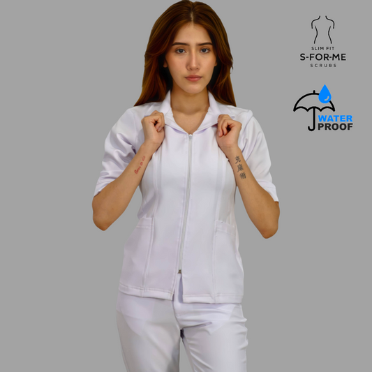 Filipina Alviero Stretch Extra Blanca Cuello Sport Manga 3/4  Dama, Antifluido