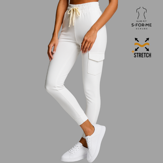 Women’s Jogger 910 White, Super Stretch Scrubs
