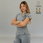 Filipina Quirúrgica Mujer Super Stretch Gris Jaspeado, Scrubs 905