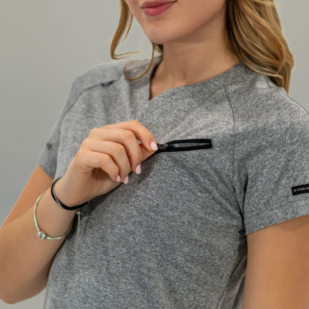 Filipina Quirúrgica Mujer Super Stretch Gris Jaspeado, Scrubs 905