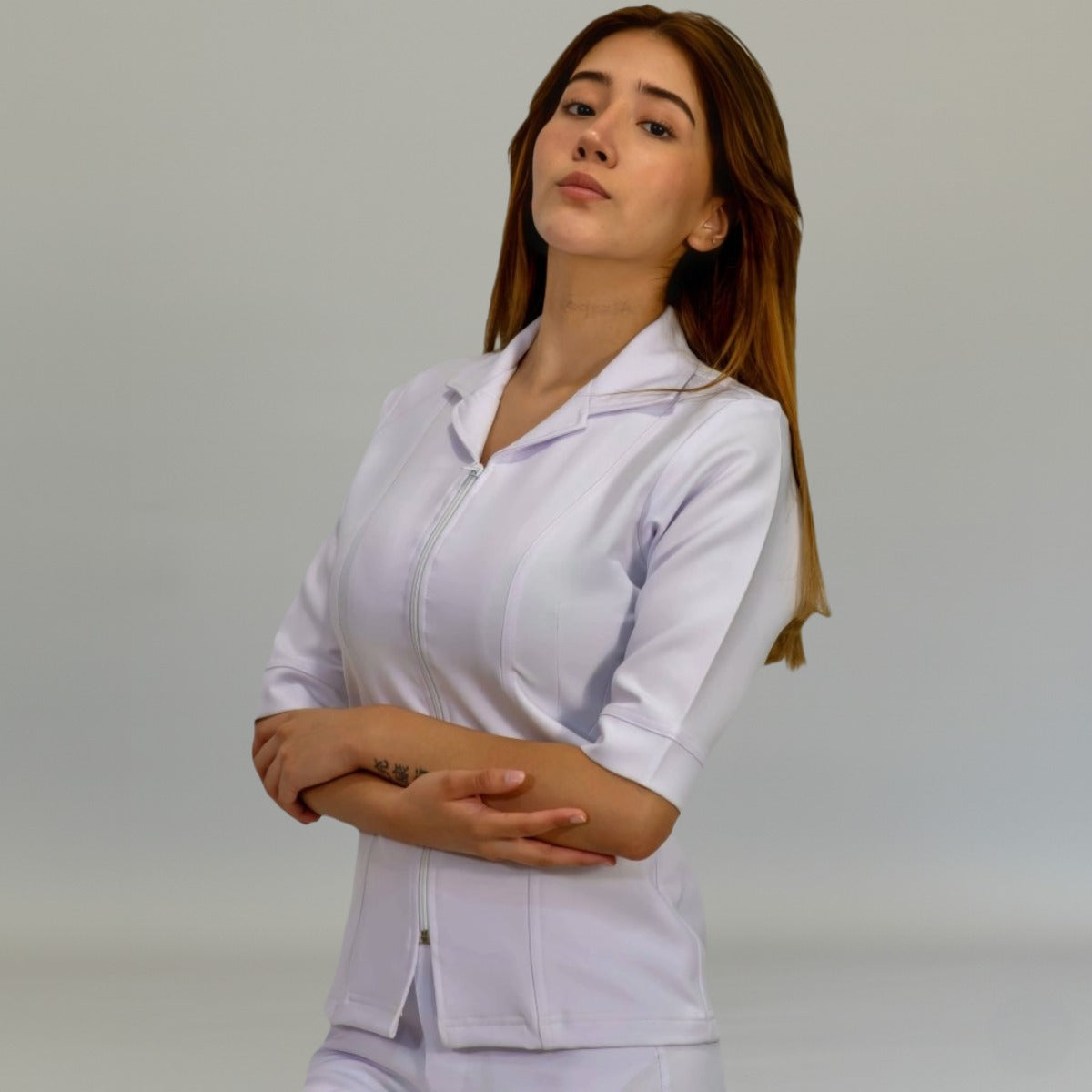 Filipina Mujer Alviero stretch Antifluido Sport Cierre Manga 3/4