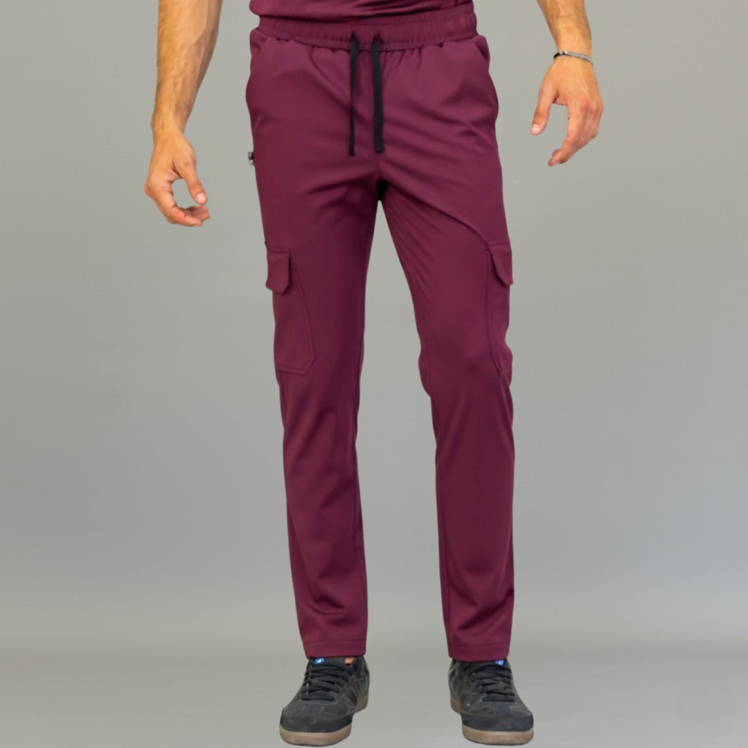 Pantalón Est. 910 Dobladillo Quirúrgico Hombre Vino Super Stretch, Scrubs 910