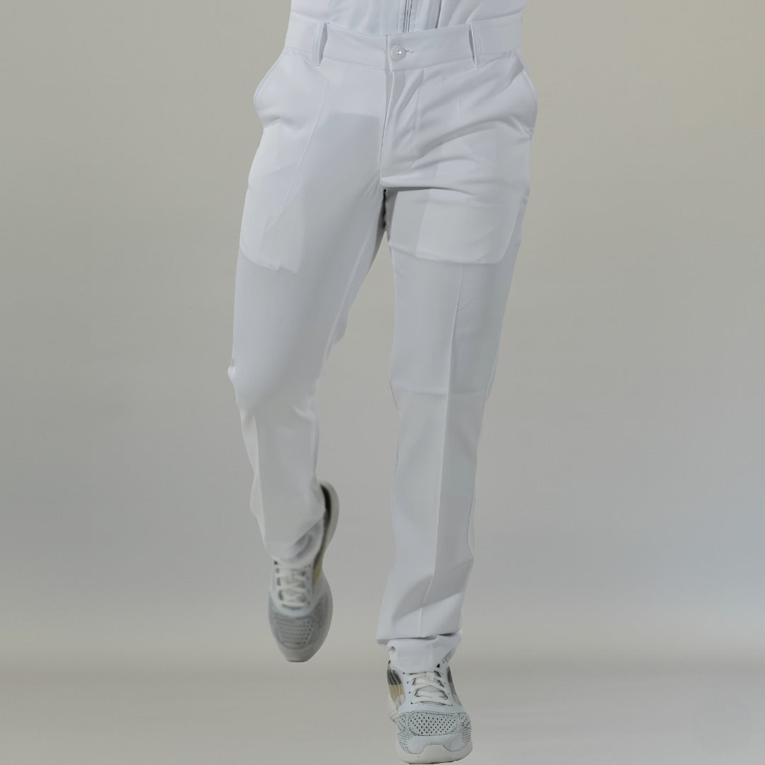 pantalon alviero blanco hombre con pretina vista frontal Sandel Medica