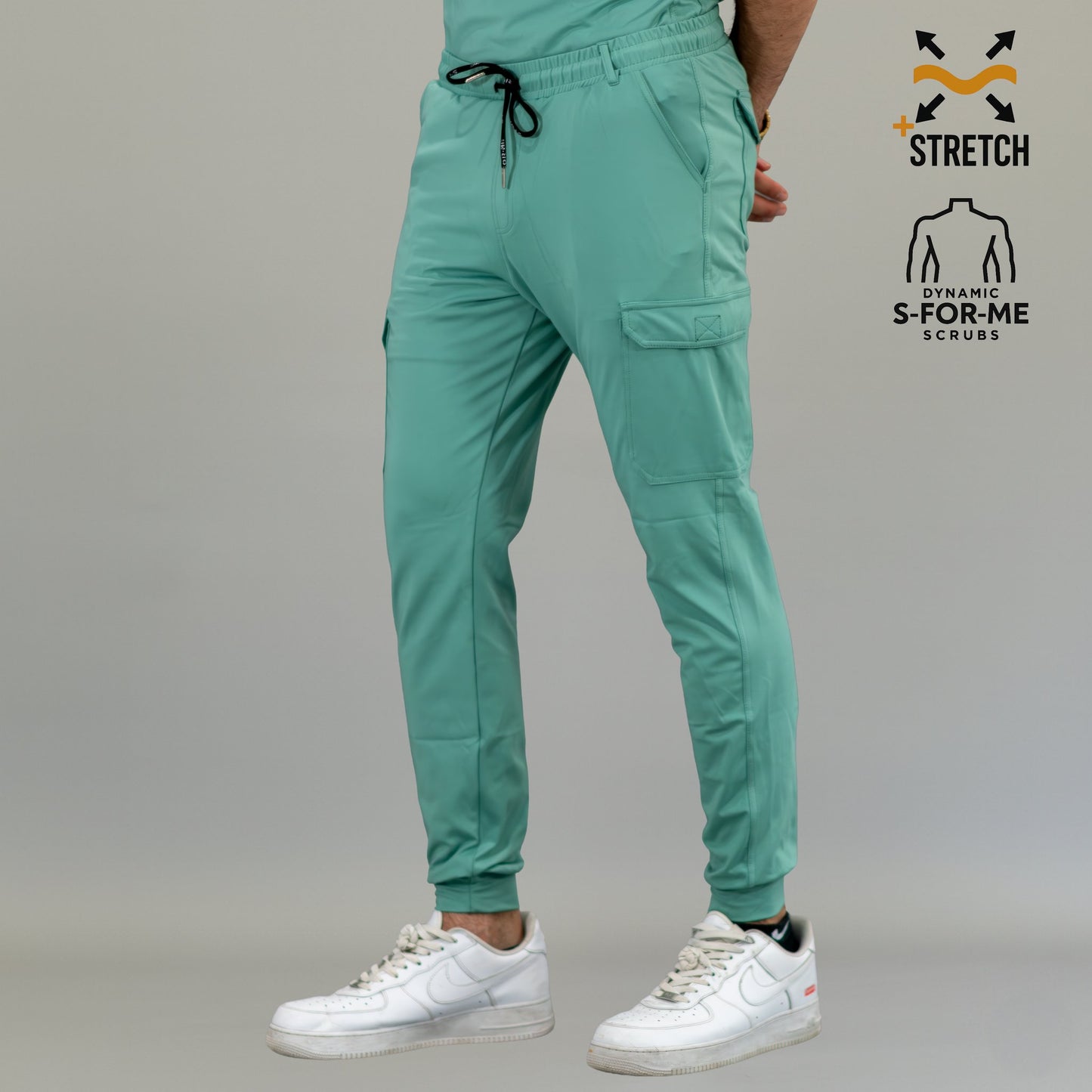 Jogger médico hombre verde menta cintura ajustable 901