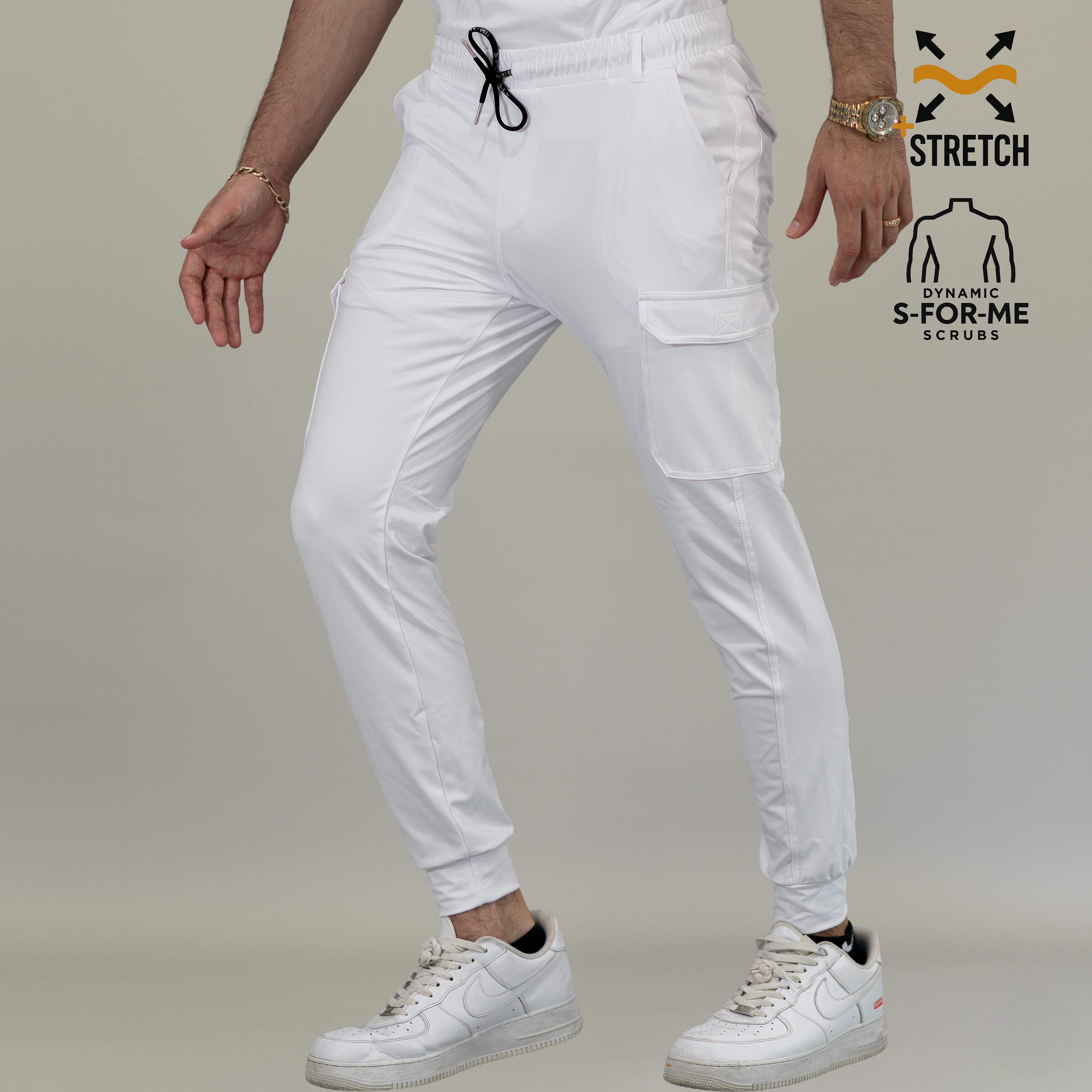 Jogger Quirúrgico Blanco Hombre, Scrubs 901 Super Stretch