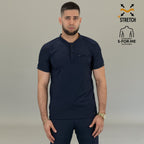 Filipina quirúrgica hombre azul marino Scrubs 901 vista frontal completa