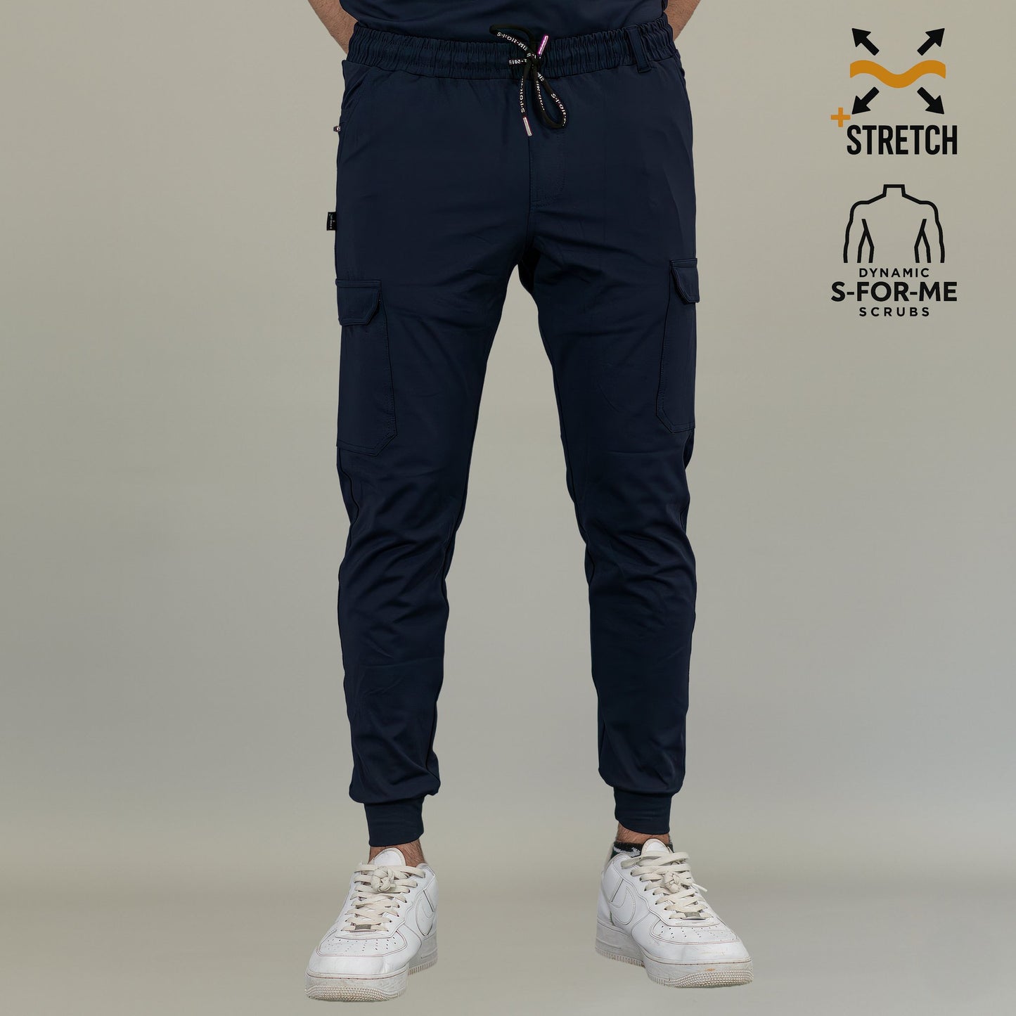 Jogger médico azul marino para hombre con bolsas cargo Scrubs 901