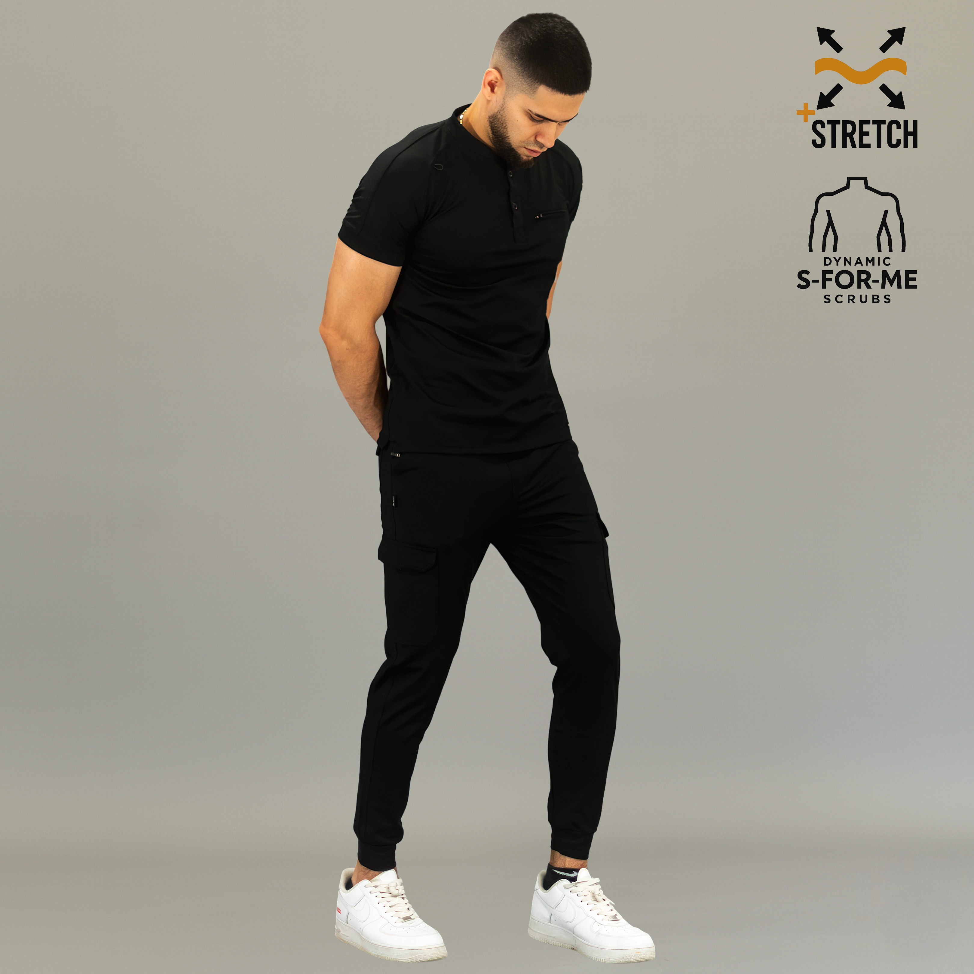 Conjunto Quirúrgico Hombre · Modelo 901 Super Stretch · Negro