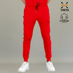 Pantalón jogger rojo 901 Super Stretch para hombre — vista frontal completa