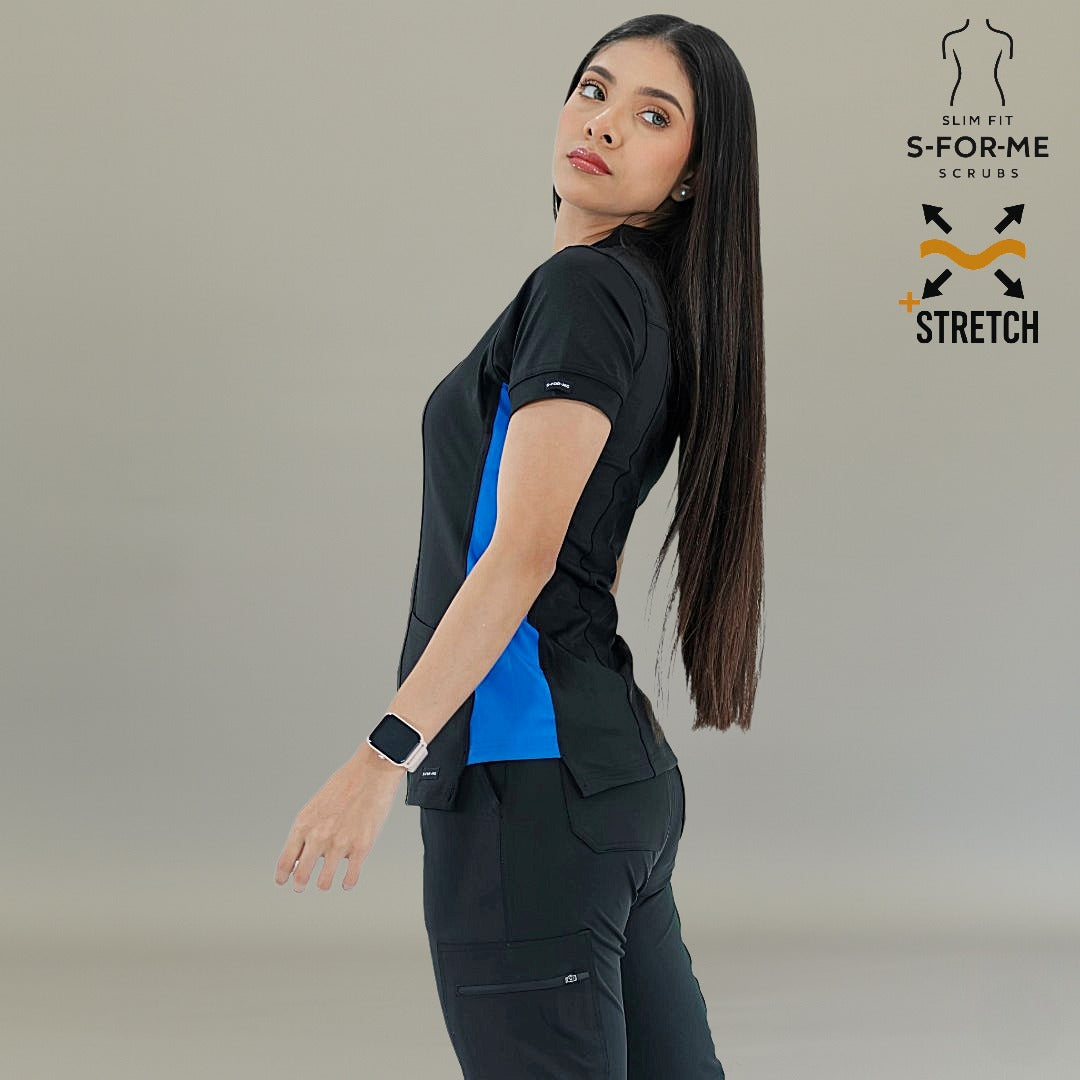 Filipina Médica para Mujer Modelo 930 Negro/Azul Rey Superstretch