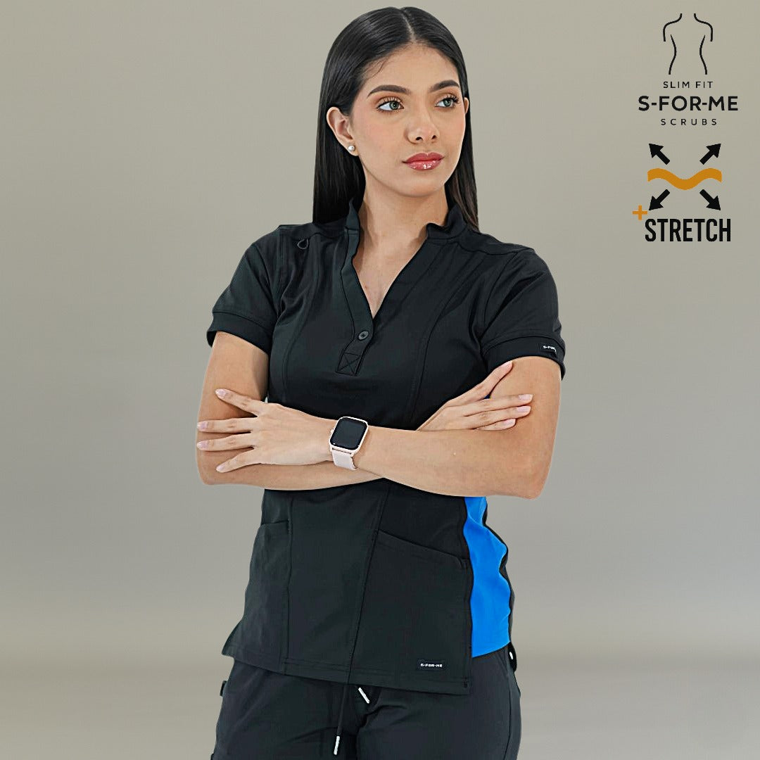 Filipina Médica para Mujer Modelo 930 Negro/Azul Rey Superstretch