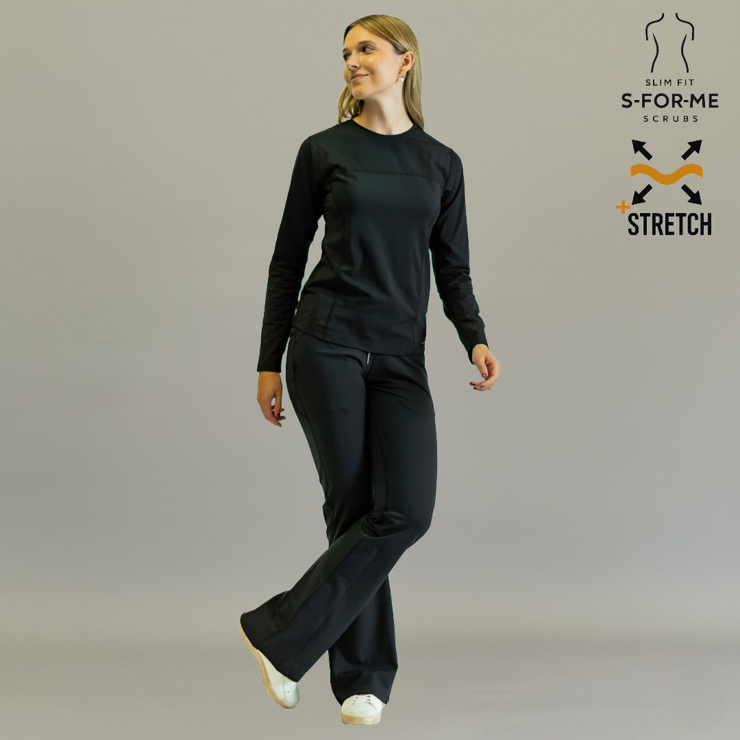 Pantalón quirúrgico mujer 915 Negro — logo SLIM FIT S-FOR-ME detalle lateral