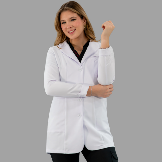 Bata Médica Stretch Extra Blanca Dama, Antifluido
