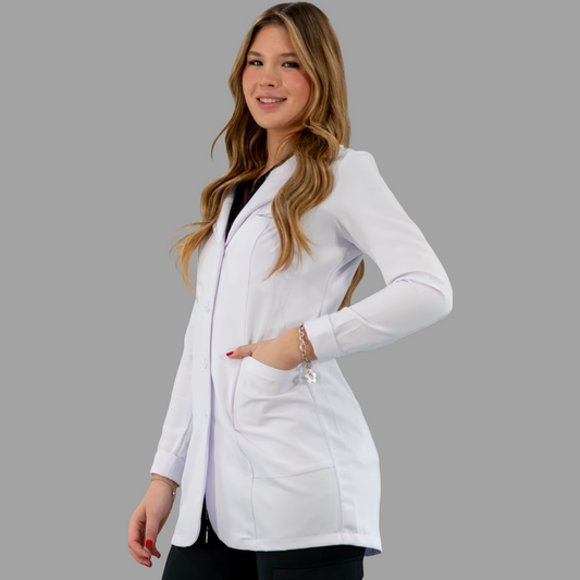 Bata Médica Stretch Extra Blanca Dama, Antifluido