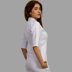 Vista lateral de filipina médica blanca Alviero stretch para mujer