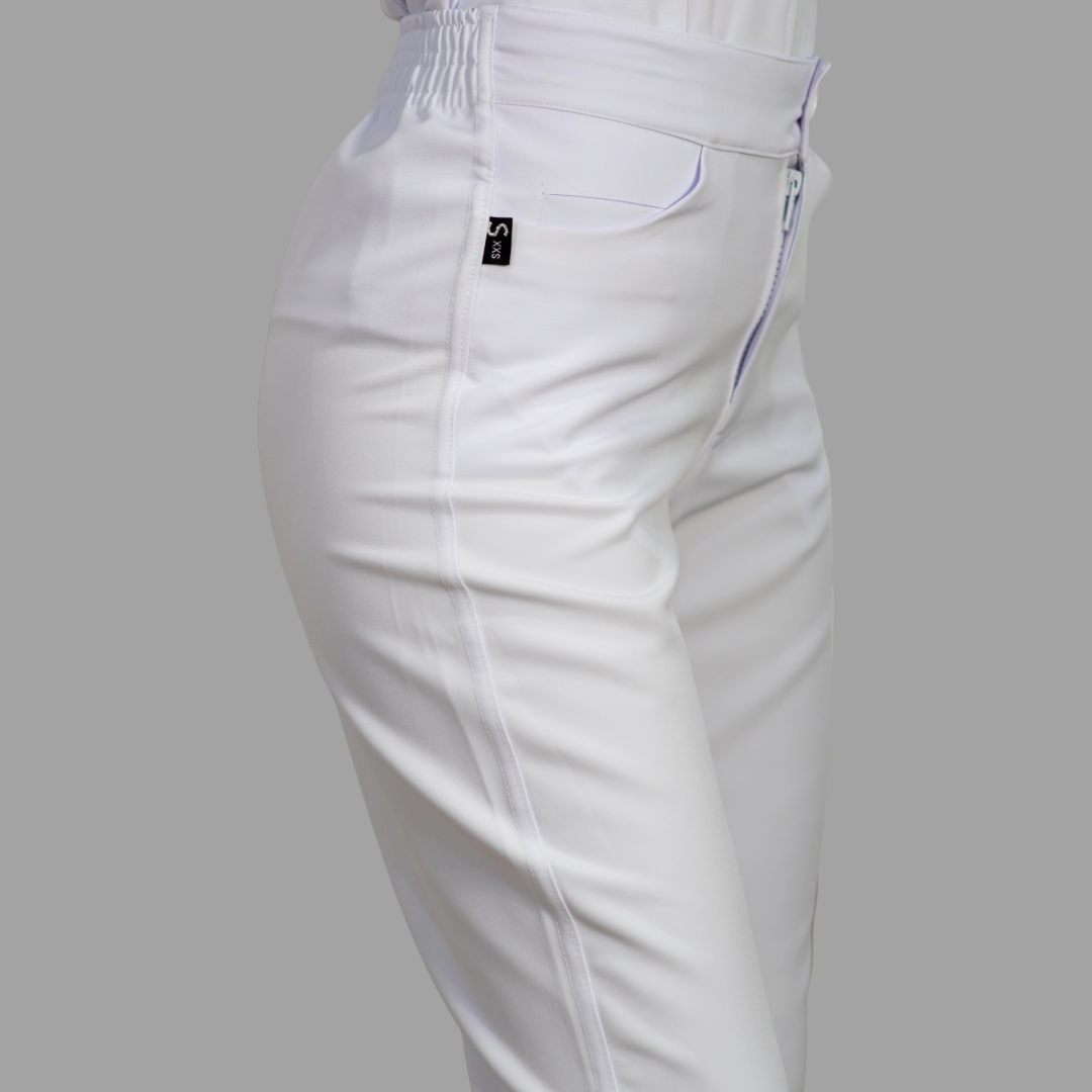 Pantalón Clínico Blanco Mujer Stretch Antifluido Pretina Elástica