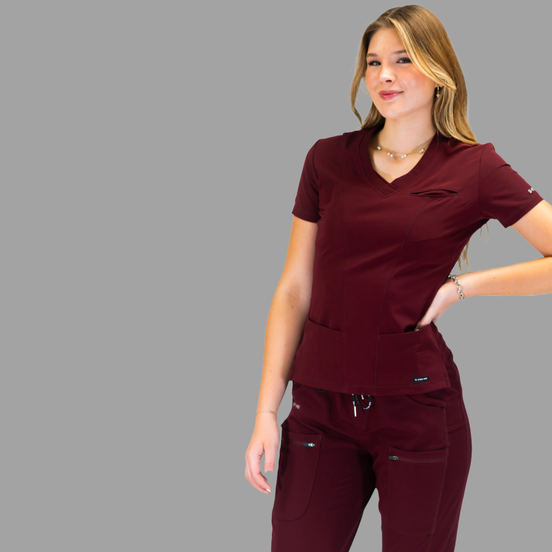 Conjunto Quirúrgico Antifluido Mujer – Estilo 300 Vino