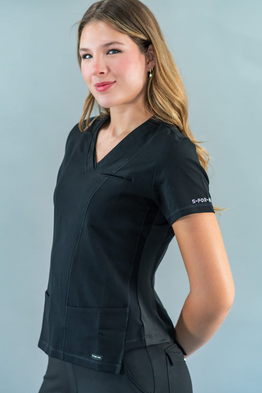 Filipina Quirúrgica  Est. 301 Negra/Costado Stretch Negro Mujer, Scrubs Antifluido