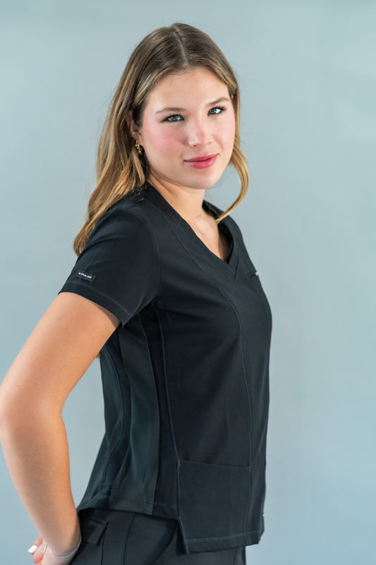 Filipina Quirúrgica  Est. 301 Negra/Costado Stretch Negro Mujer, Scrubs Antifluido
