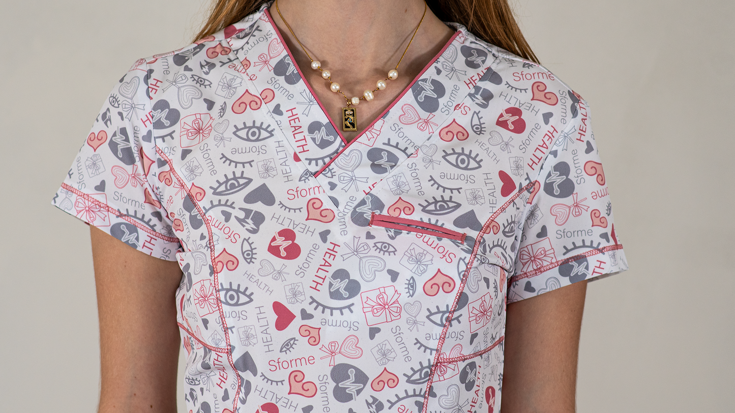 Filipina Quirurgica Estampada Sforme Health Rosa Mujer FW