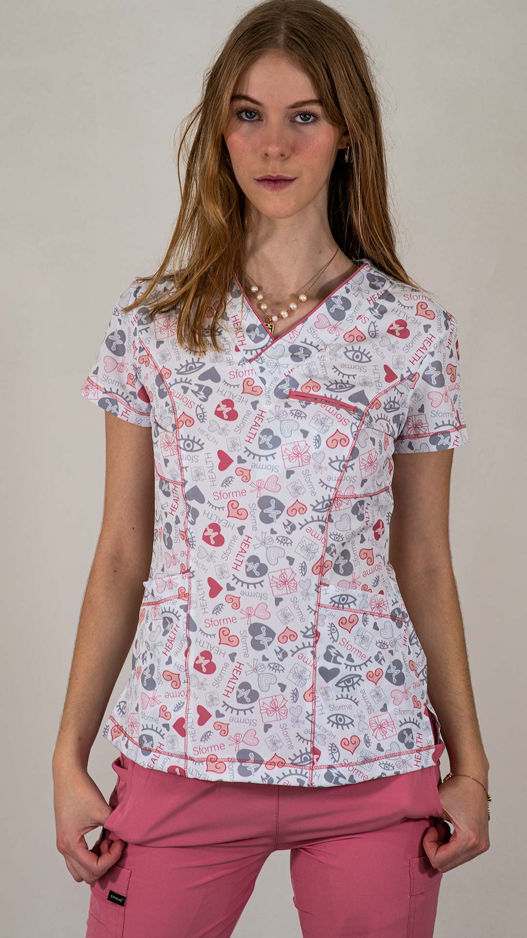 Filipina Quirurgica Estampada Sforme Health Rosa Mujer FW