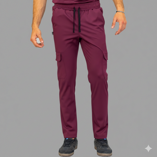 Pantalón Est. 910 Dobladillo Quirúrgico Hombre Vino Super Stretch, Scrubs 910