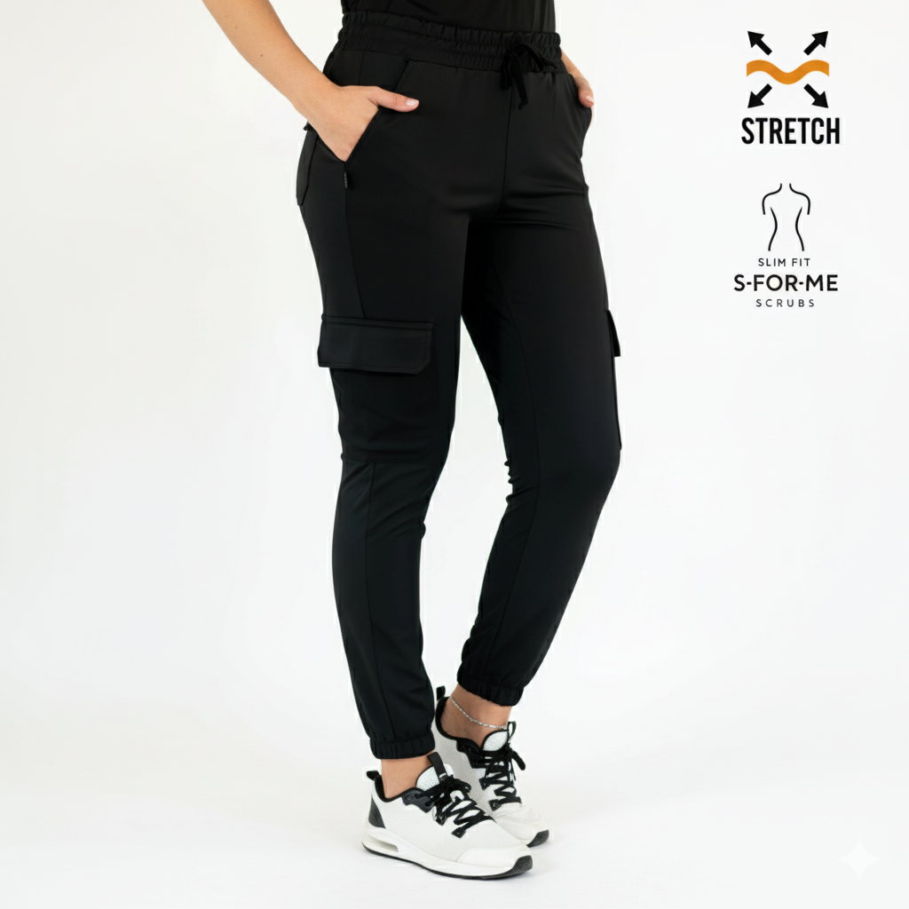 Conjunto Quirúrgico Negro para Mujer – Estilo 910 | Super Stretch Slim Fit