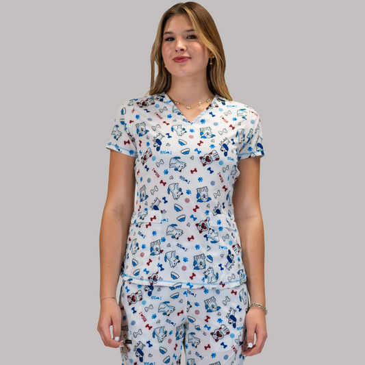 Filipina Dama Estampado Doggy, Scrubs 600 (Uniformes Medicos)