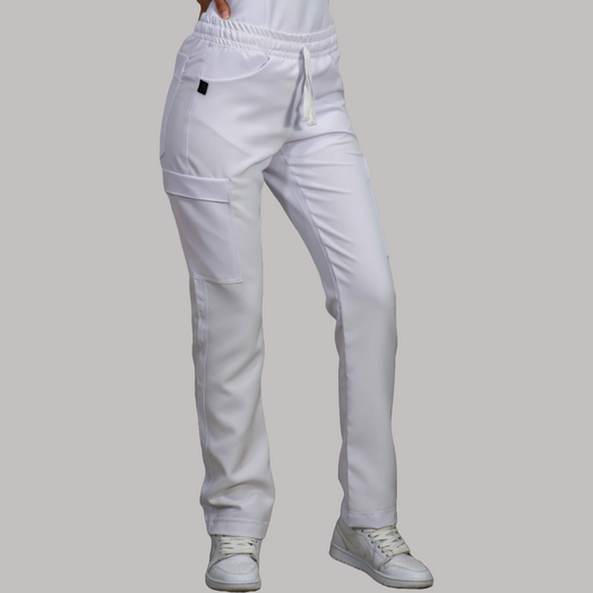Pantalón Stretch 6 bolsas extra blanco, stretch Mujer, Antifluido