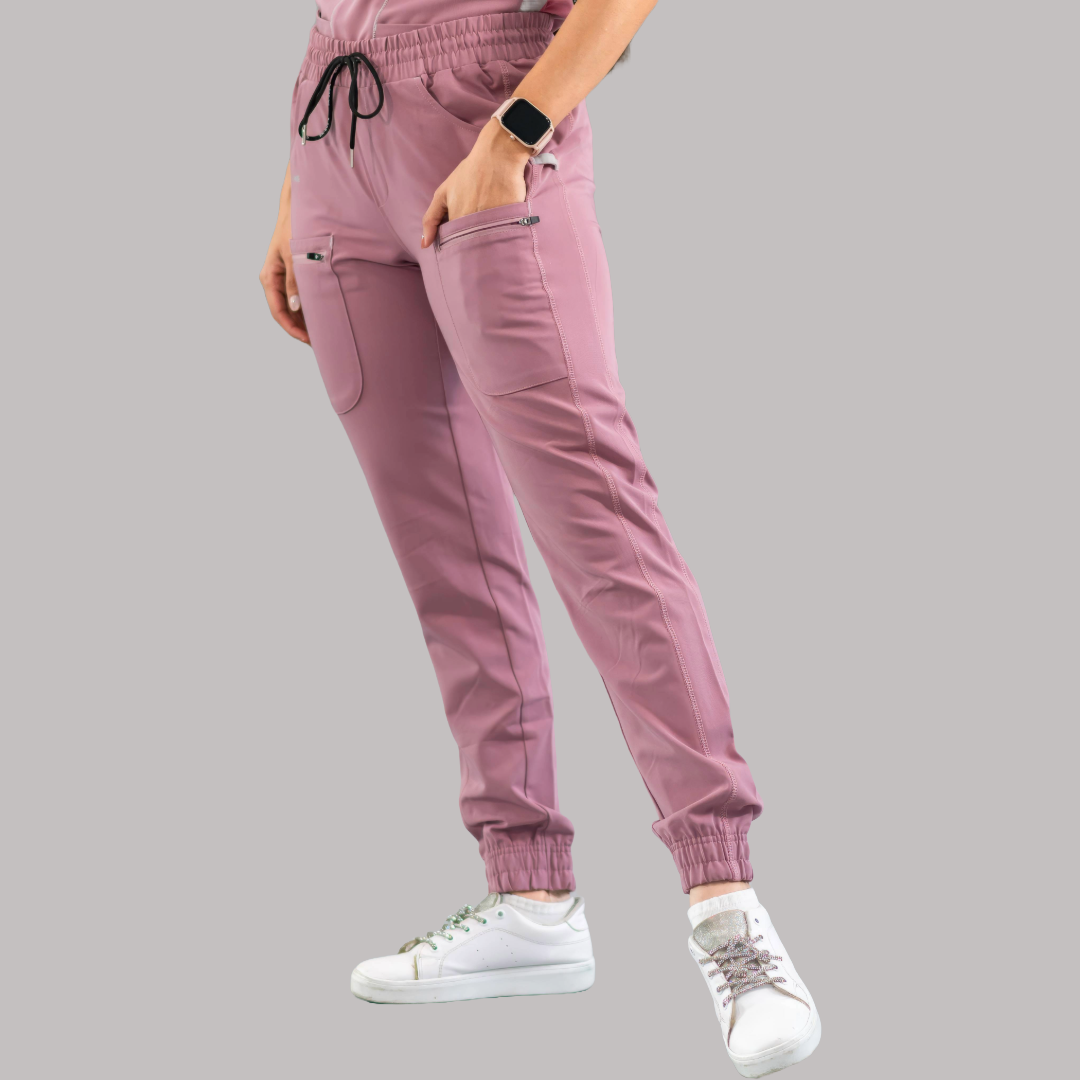 Jogger Quirúrgico Palo de Rosa Mujer, Scrubs Antifluido Est. 300