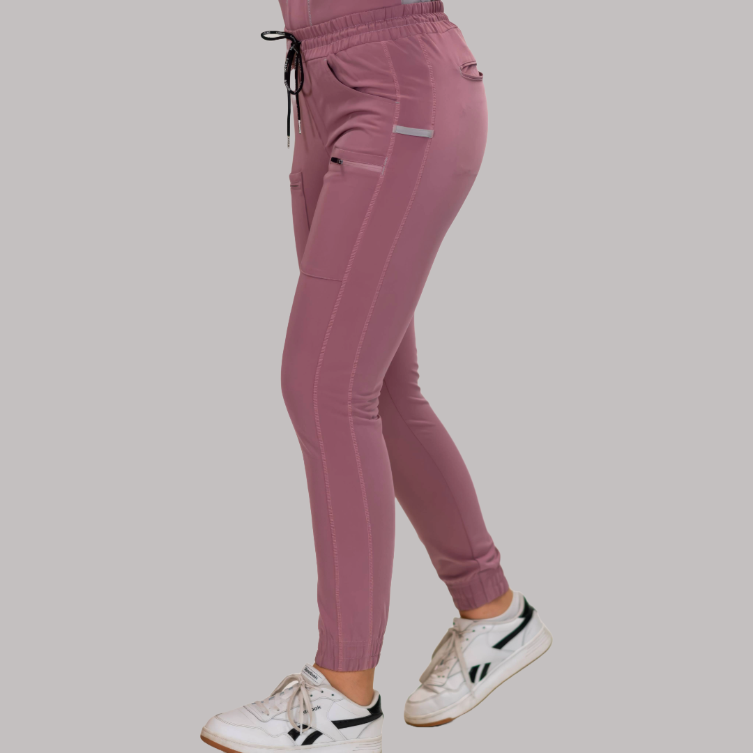 Jogger Quirúrgico Palo de Rosa Mujer, Scrubs Antifluido Est. 300